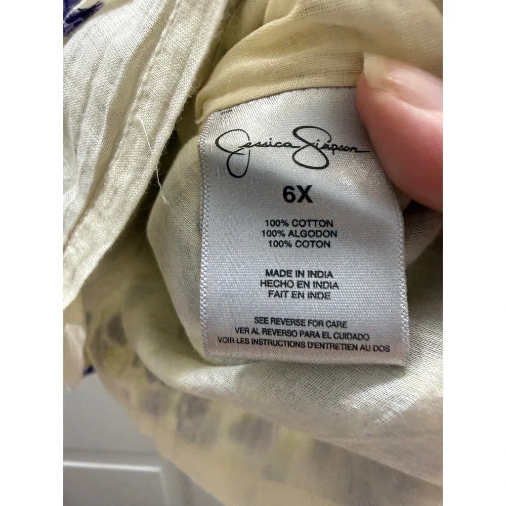 Jessica Simpson NWT Floral Cotton Dress Purple White Girls 6X Easter Party